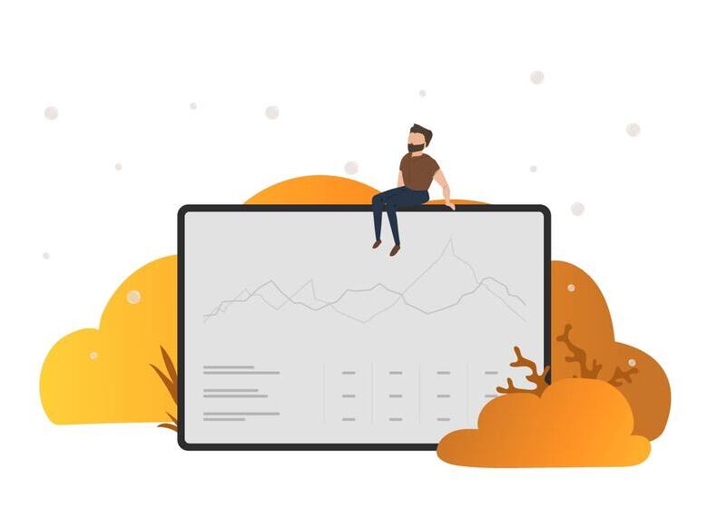 Morgan sidder på en tavle hvor hans målinger på hans SEO er visualiseret