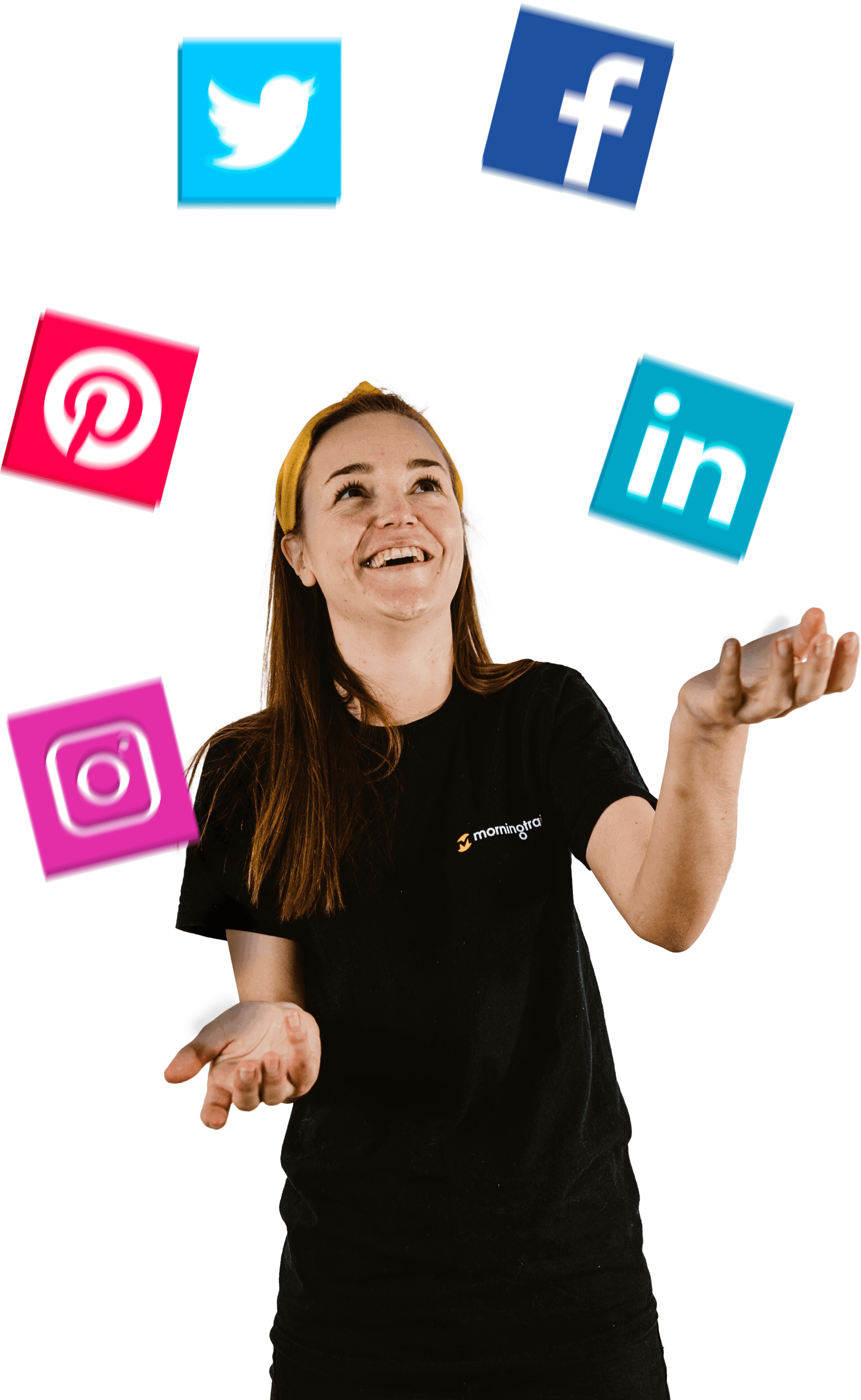 Emelie med logoer fra sociale medier